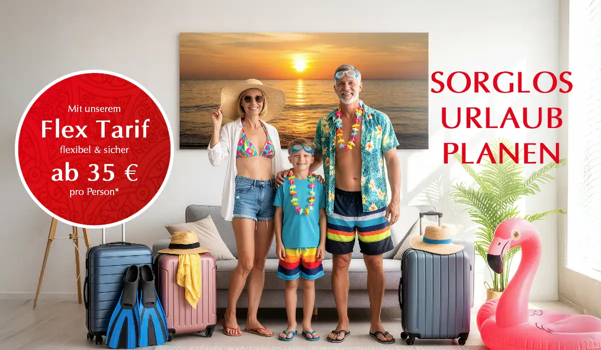 Mit unserem Flex Tarif flexibel & sicher ab 35 Euro pro Person.